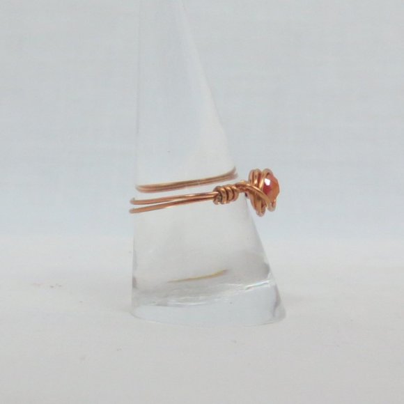 New Copper Wrapped Sun Crystal Hand Crafted Ring - Picture 4 of 9